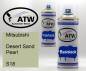 Preview: Mitsubishi, Desert Sand Pearl, S18: 400ml Sprühdose + 400ml Klarlack - Set, von ATW Autoteile West.